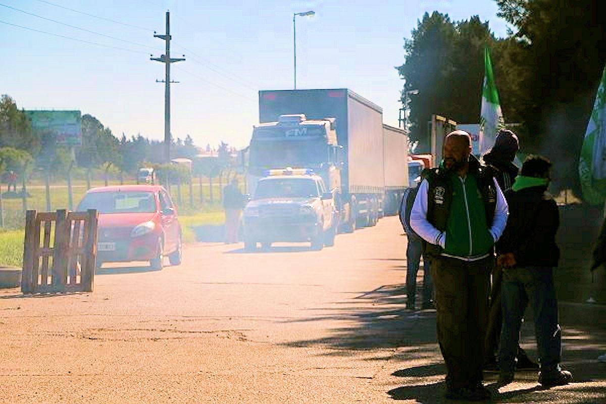 Manifestación de camioneros en la planta de RPB Baggio en el PIG, el pasado 16 de agosto