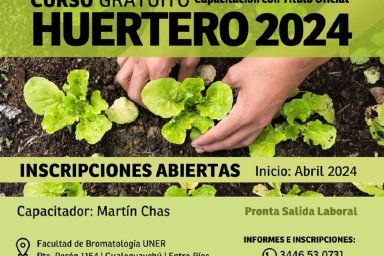 Inscripciones abiertas para el curso gratuito Huertero 2024 en la UNER